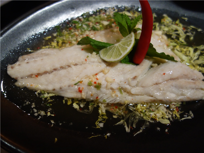 poached sea bass with lime dressing